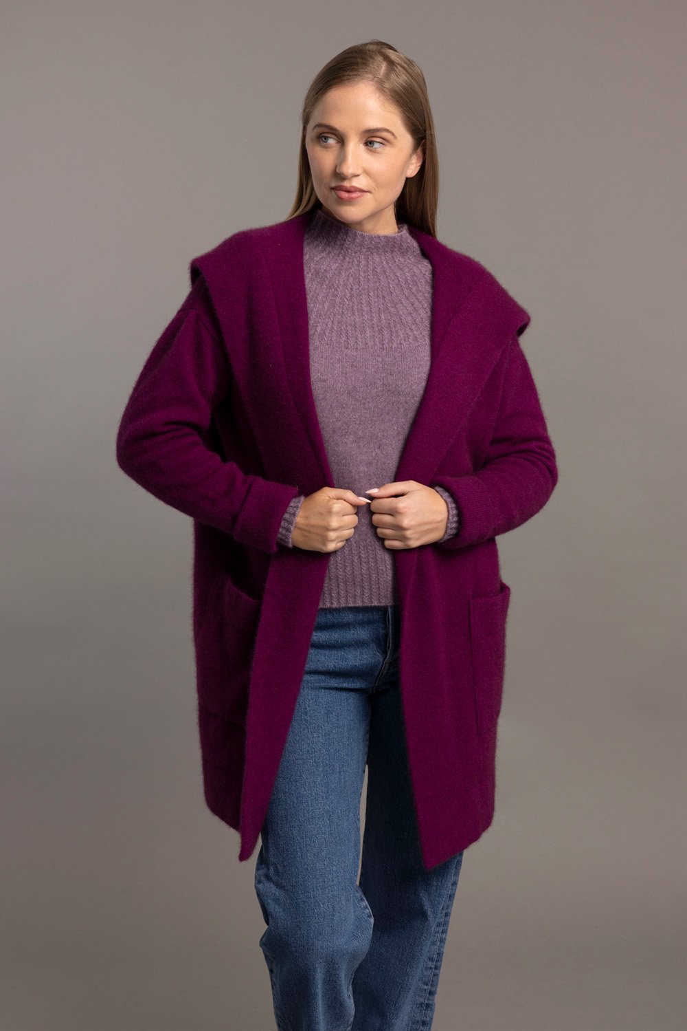 Oversize Hood Possum Merino Jacket