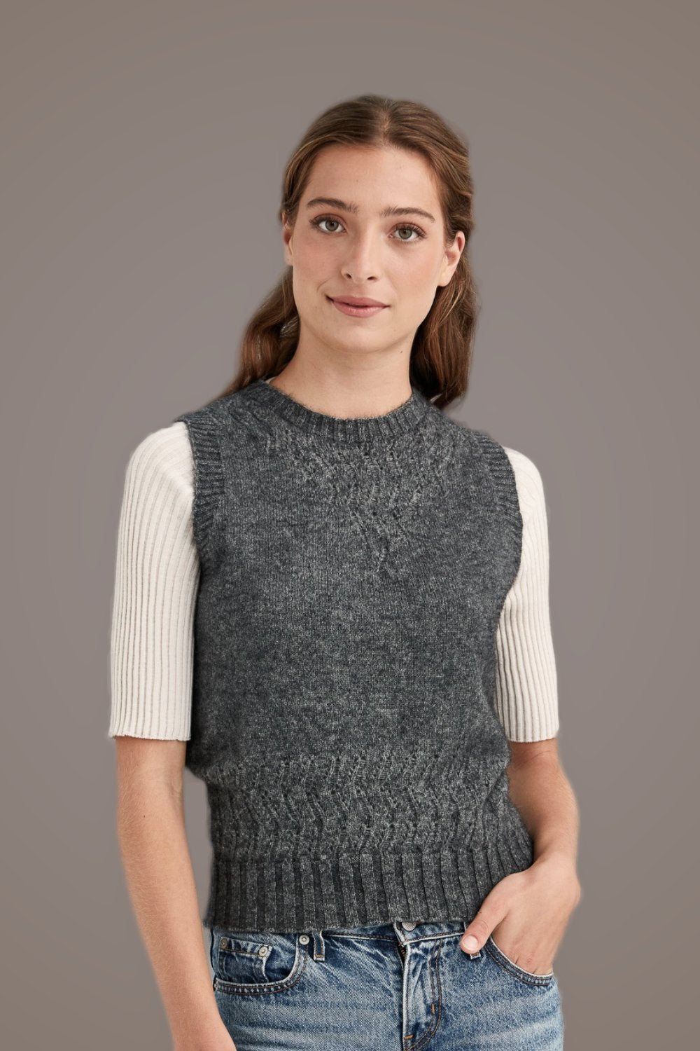 Herringbone Lace Possum Merino Vest