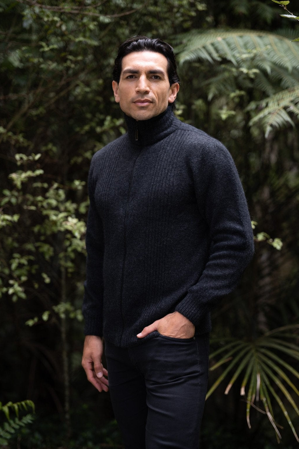 Rib Front Possum Merino Jacket