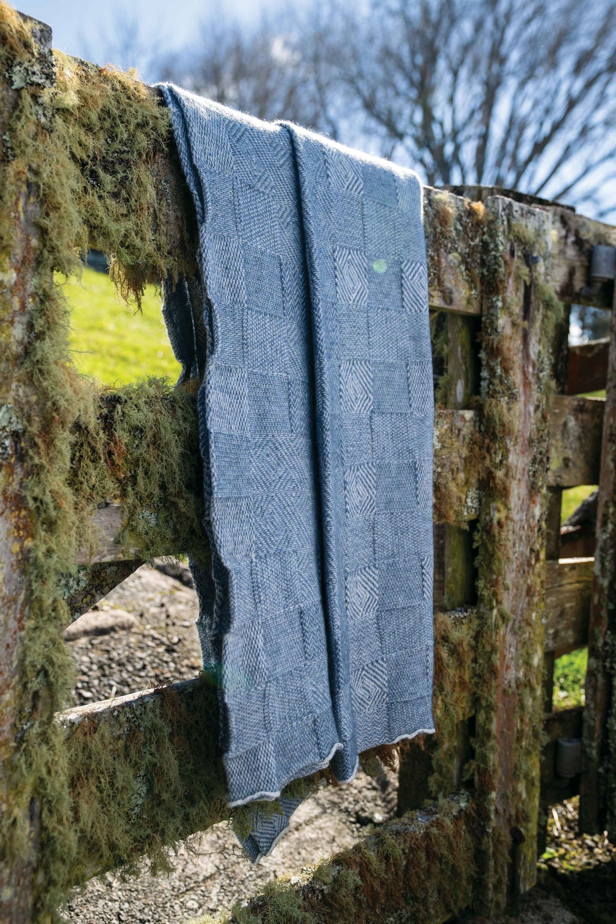 Jacquard Possum Merino Throw in Natural/Riviera by Brushtail